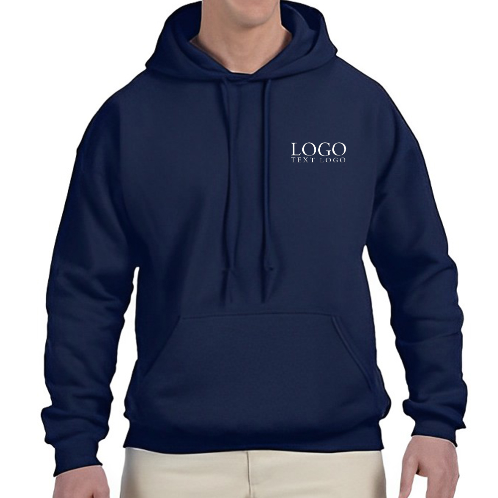 Navy Blue Adult DryBlend Hooded Sweatshirt With Logo