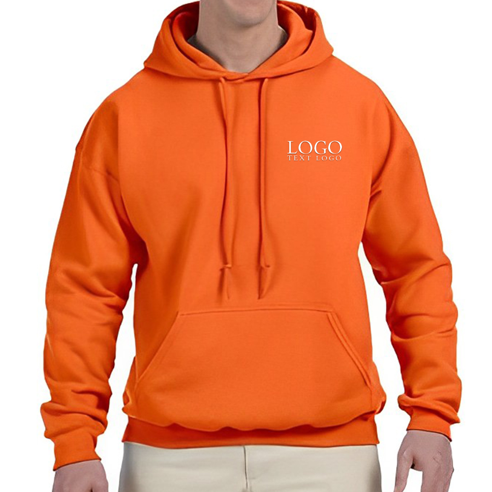Safety Orange Adult DryBlend Hooded Sweatshirt With Logo