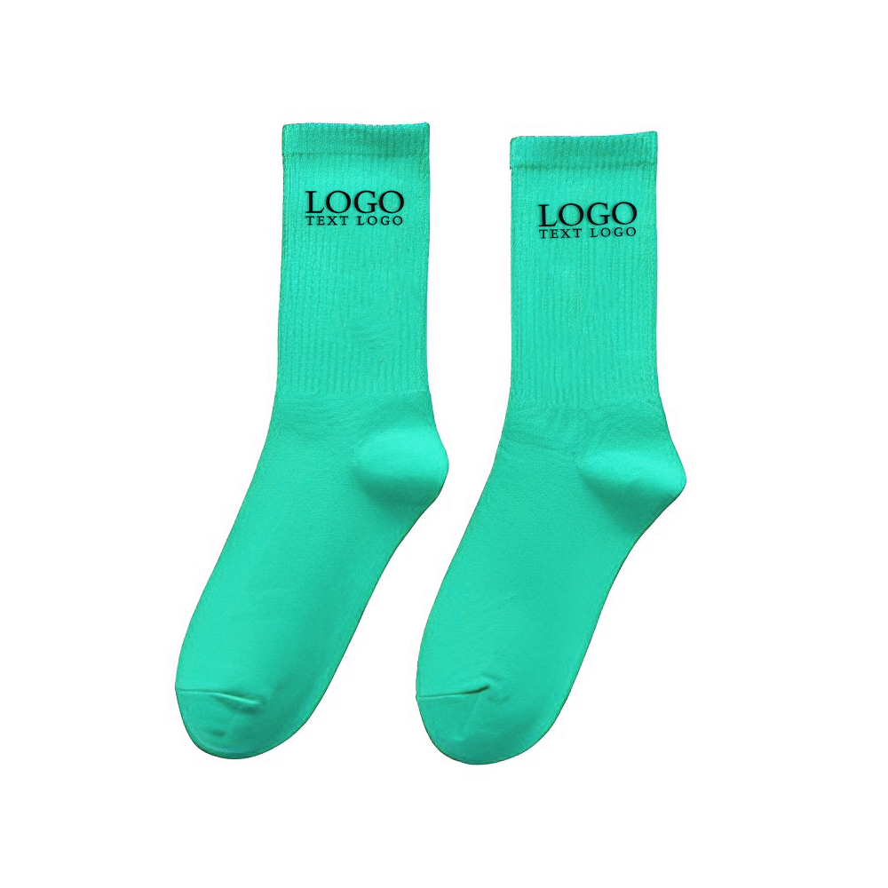 Custom Athletic Crew Socks Green With Logo