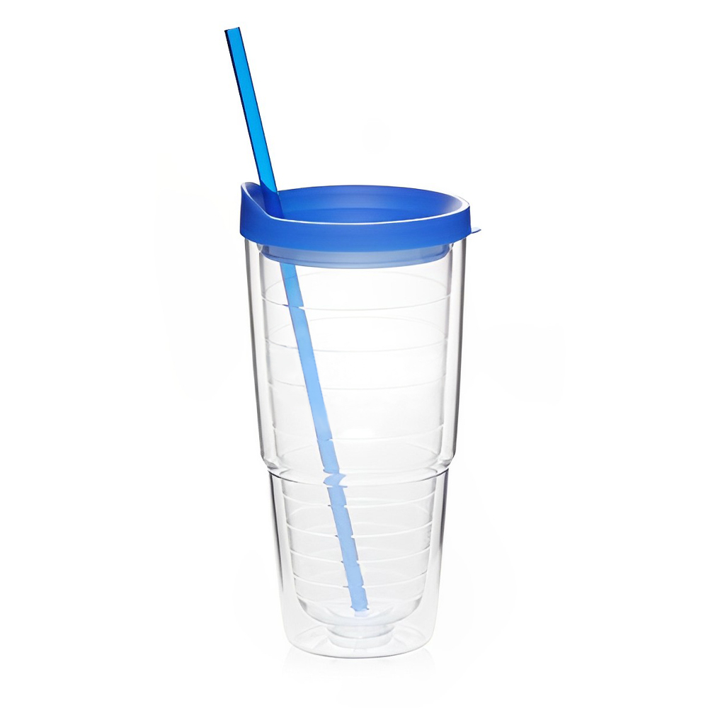 Blue 24 oz Double Wall Solid Clear Acrylic Tumblers