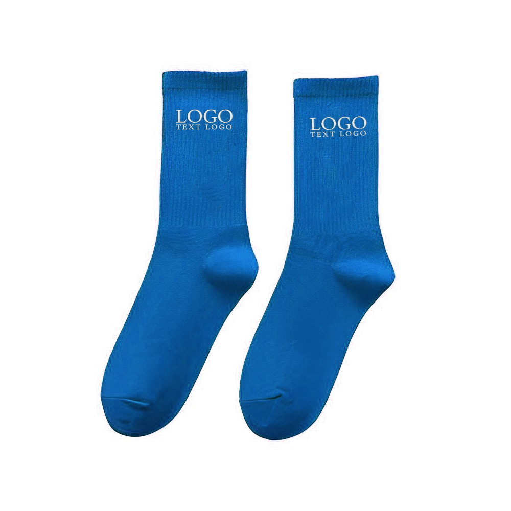 Custom Athletic Crew Socks Blue With Logo