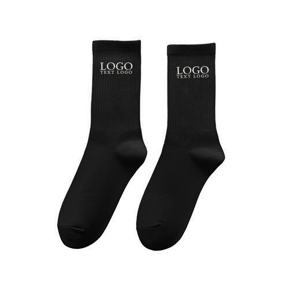 Custom Athletic Crew Socks Black With Logo