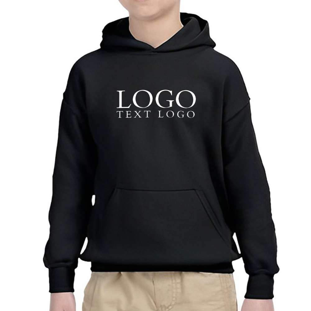 Black Youth Heavy Blend Hooded Sweatshirt With Logo