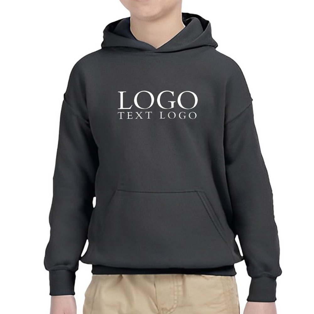 Charcoal Youth Heavy Blend Hooded Sweatshirt With Logo
