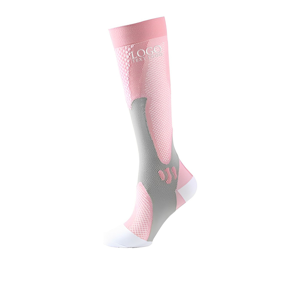 Personalized Sports Outdoor Cycling Compression Socks Pink With Logo