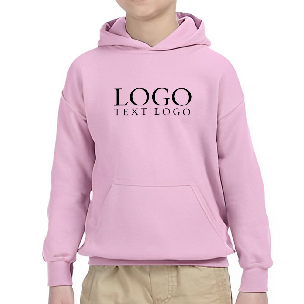 Light Pink Youth Heavy Blend Hooded Sweatshirt With Logo