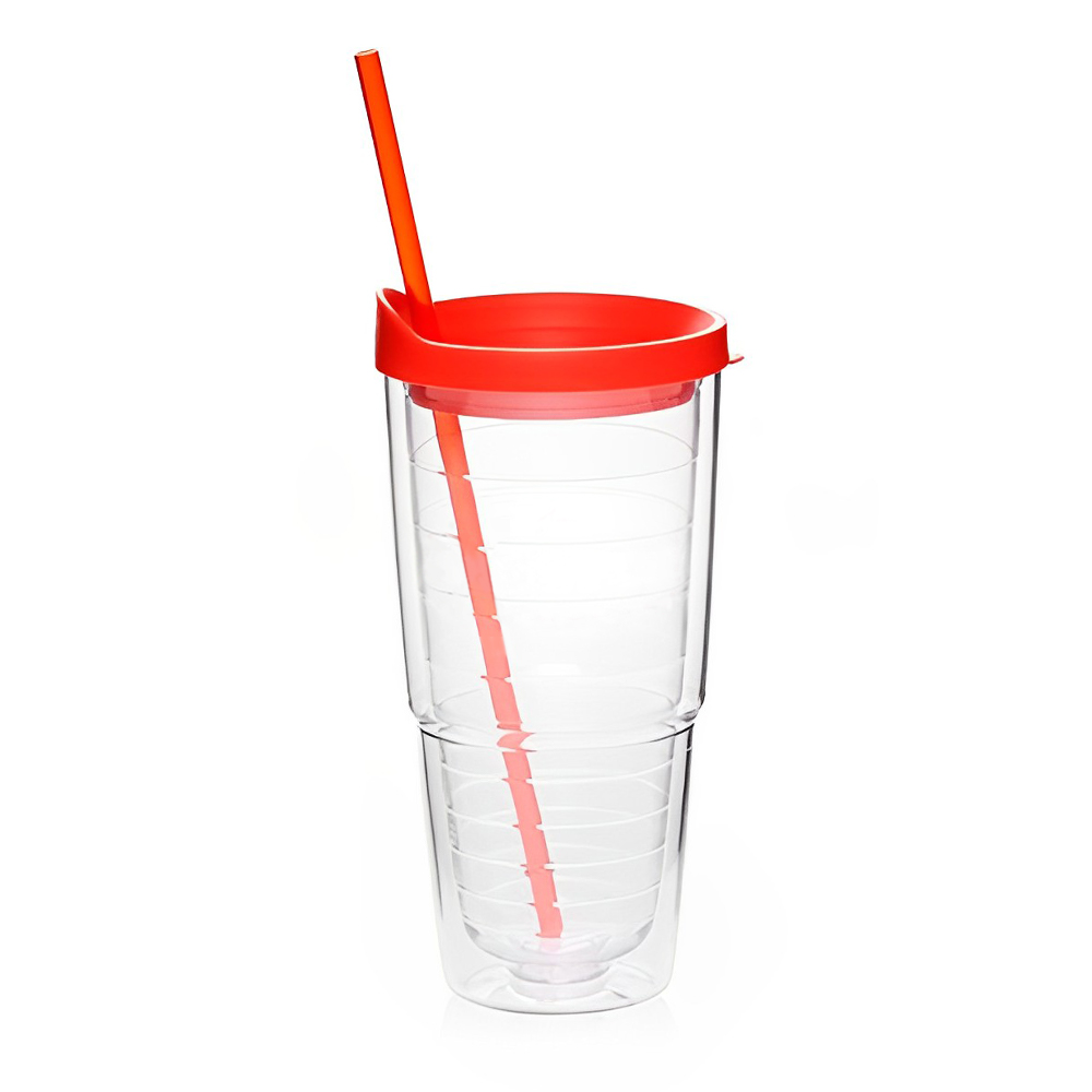 Red 24 oz Double Wall Solid Clear Acrylic Tumblers