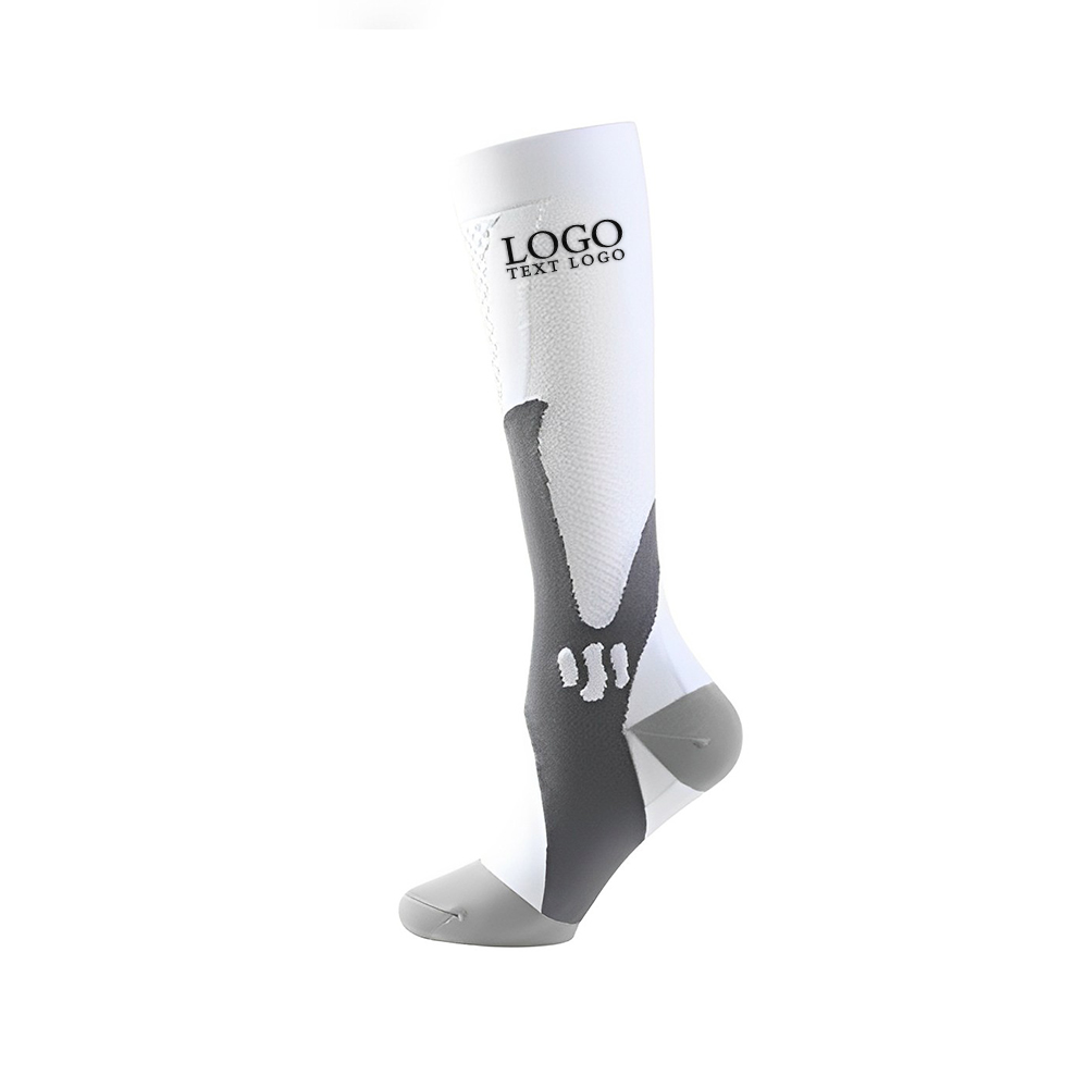 Personalized Sports Outdoor Cycling Compression Socks White With Logo
