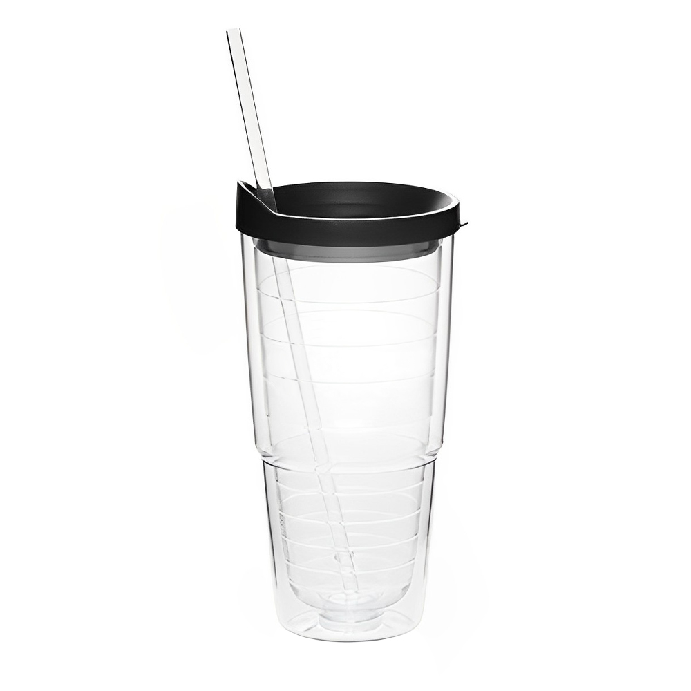Black 24 oz Double Wall Solid Clear Acrylic Tumblers