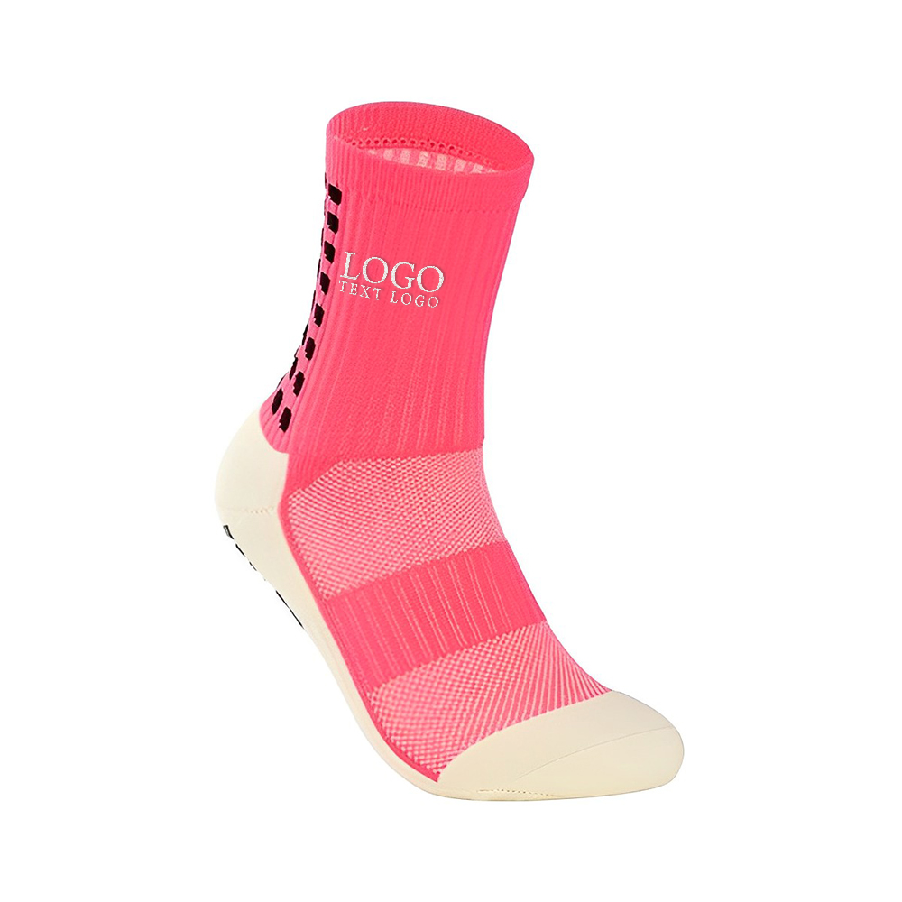 Personalized Anti-slip Sport Athletic Soccer Socks Pink With Logo