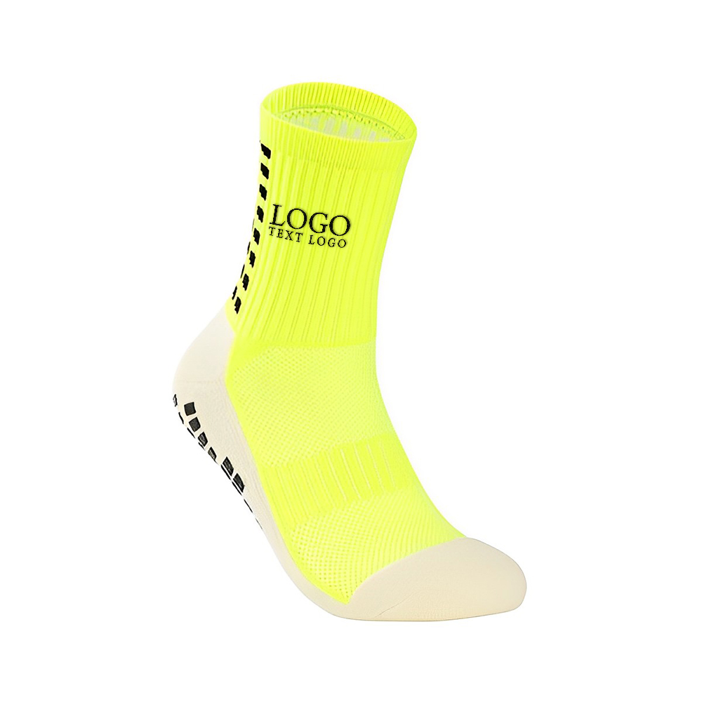 Personalized Anti-slip Sport Athletic Soccer Socks Yellow With Logo