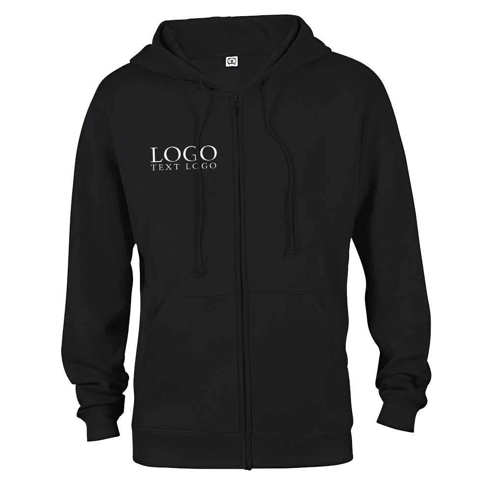 Adult Unisex Heavyweight Fleece Zip Hoodie Sweatshirt Black With Logo Adult Unisex Heavyweight Fleece Zip Hoodie Sweatshirt Black With Logo