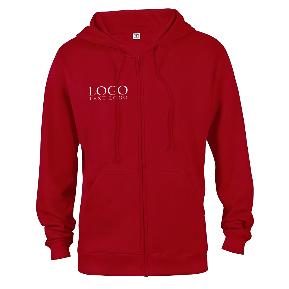Adult Unisex Heavyweight Fleece Zip Hoodie Sweatshirt Red With Logo Adult Unisex Heavyweight Fleece Zip Hoodie Sweatshirt Red With Logo