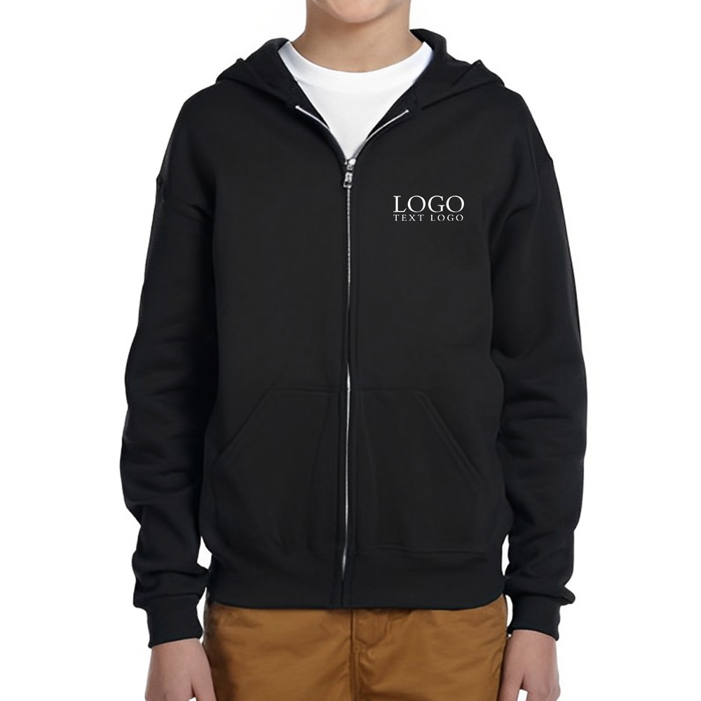 Black 8 oz Nublend Full Zip Hood With Logo