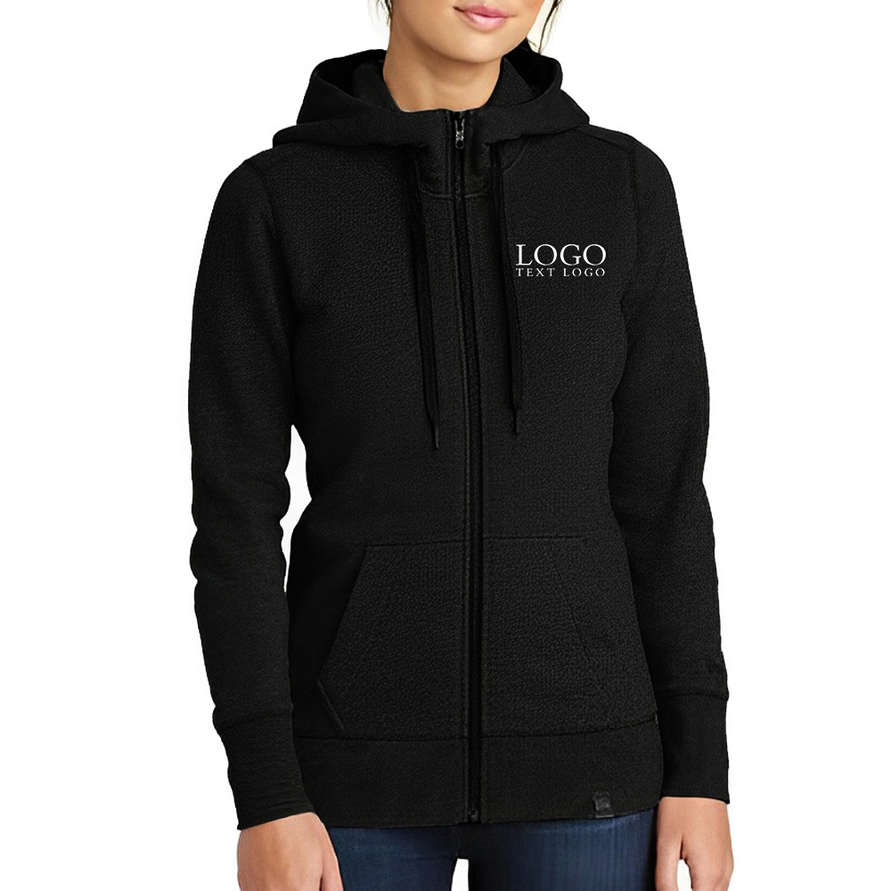 Black Ladies French Terry Full-Zip Hoodies With Logo Black Ladies French Terry Full-Zip Hoodies With Logo