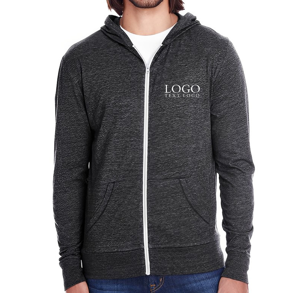 Black Triblend Unisex Triblend Full-Zip Light Hoodies With Logo Black Triblend Unisex Triblend Full-Zip Light Hoodies With Logo
