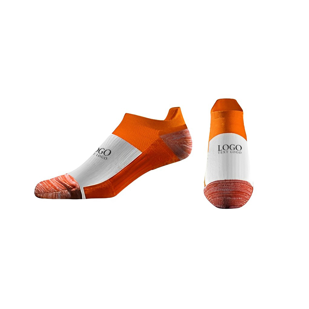 Classic Casual Printed Low Cotton No show Socks Orange With Logo