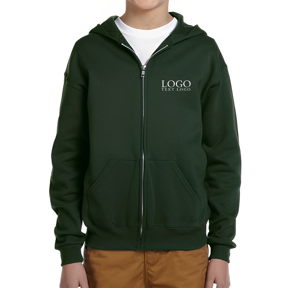 Forest Green 8 oz Nublend Full Zip Hood With Logo