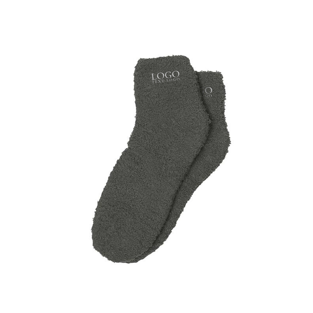 Fuzzy Socks Gray With Logo