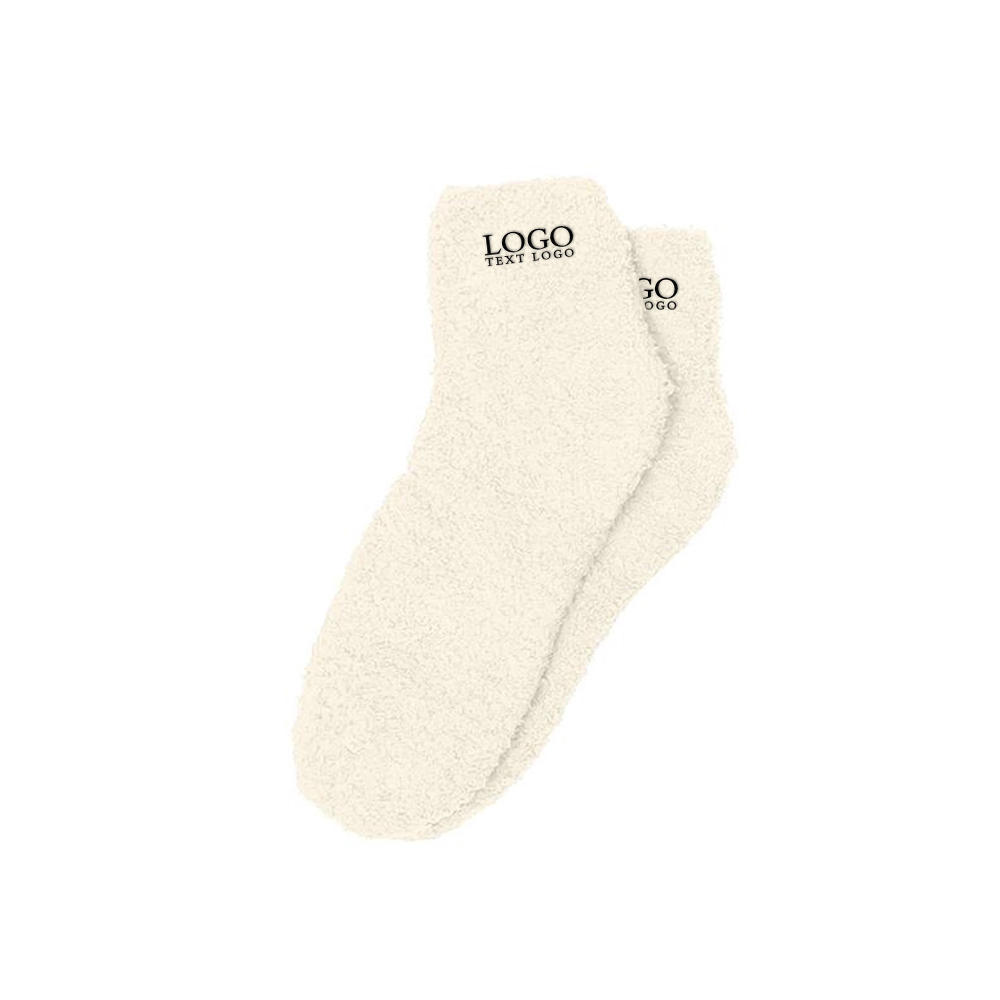 Fuzzy Socks Ivory With Logo