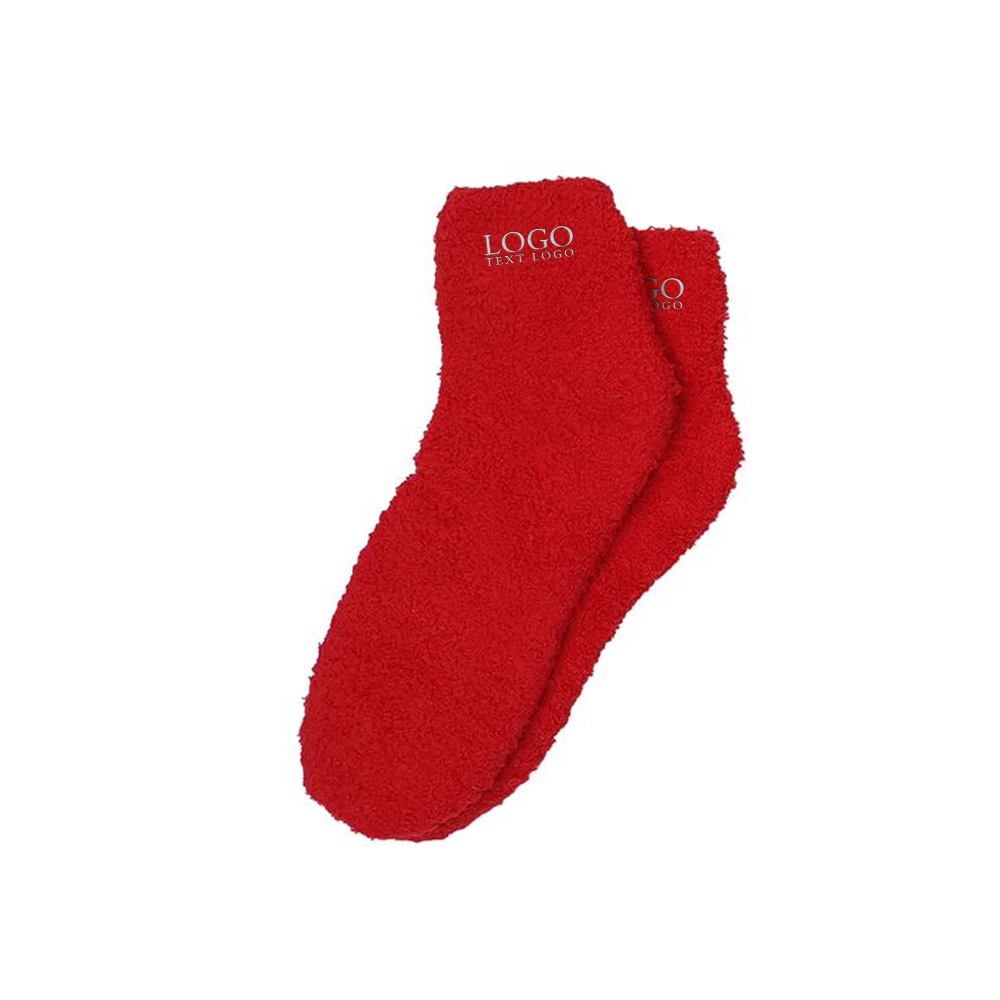 Fuzzy Socks Red With Logo