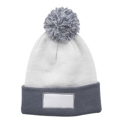 Promotional Two-Tone Patch Pompom Beanies