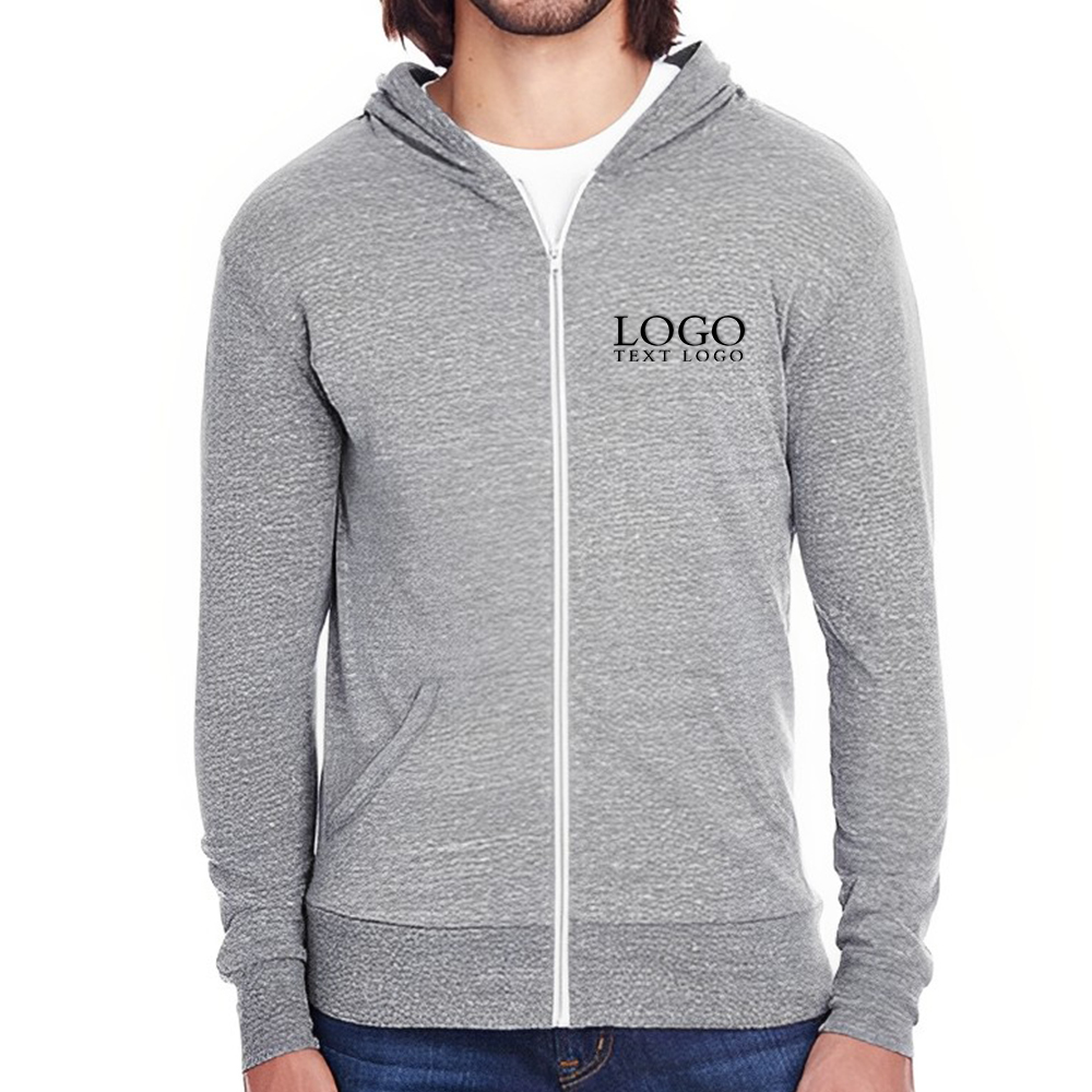 Grey Triblend, Unisex Triblend Full-Zip Light Hoodies With Logo Grey Triblend, Unisex Triblend Full-Zip Light Hoodies With Logo
