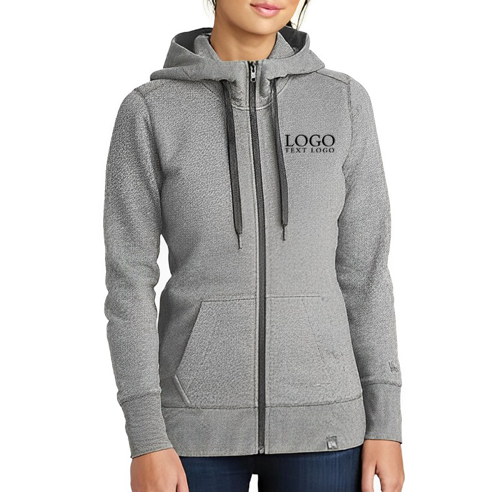 Light Graphite Twist Ladies French Terry Full-Zip Hoodies With Logo Light Graphite Twist Ladies French Terry Full-Zip Hoodies With Logo