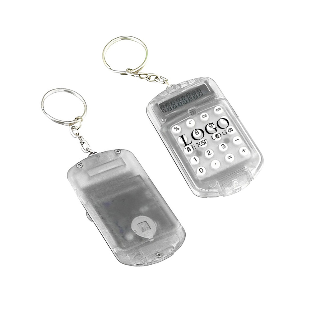 Mini Calculator With Key Ring White With Logo