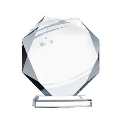 Octagon Diamond Crystal Award With Logo