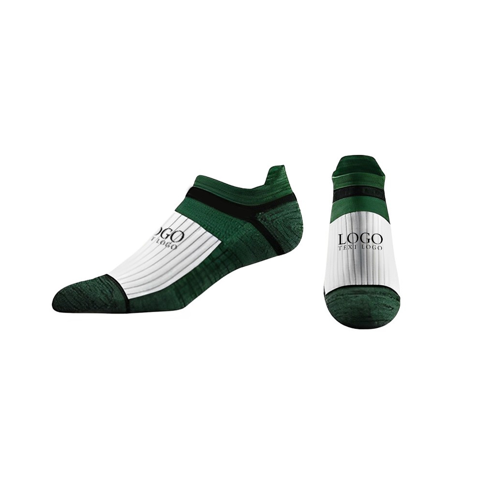 Premium Printed Low Combed Cotton No Show Socks Forest Green With Logo