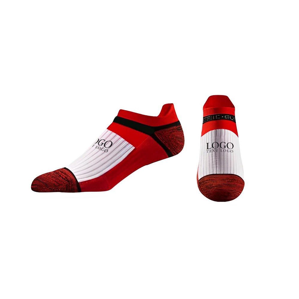 Premium Printed Low Combed Cotton No Show Socks Red With Logo