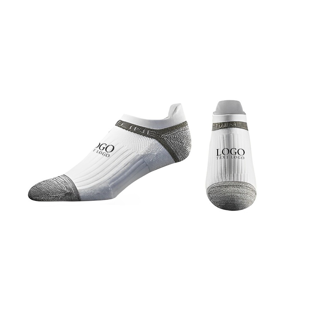 Premium Printed Low Combed Cotton No Show Socks White Color With Logo