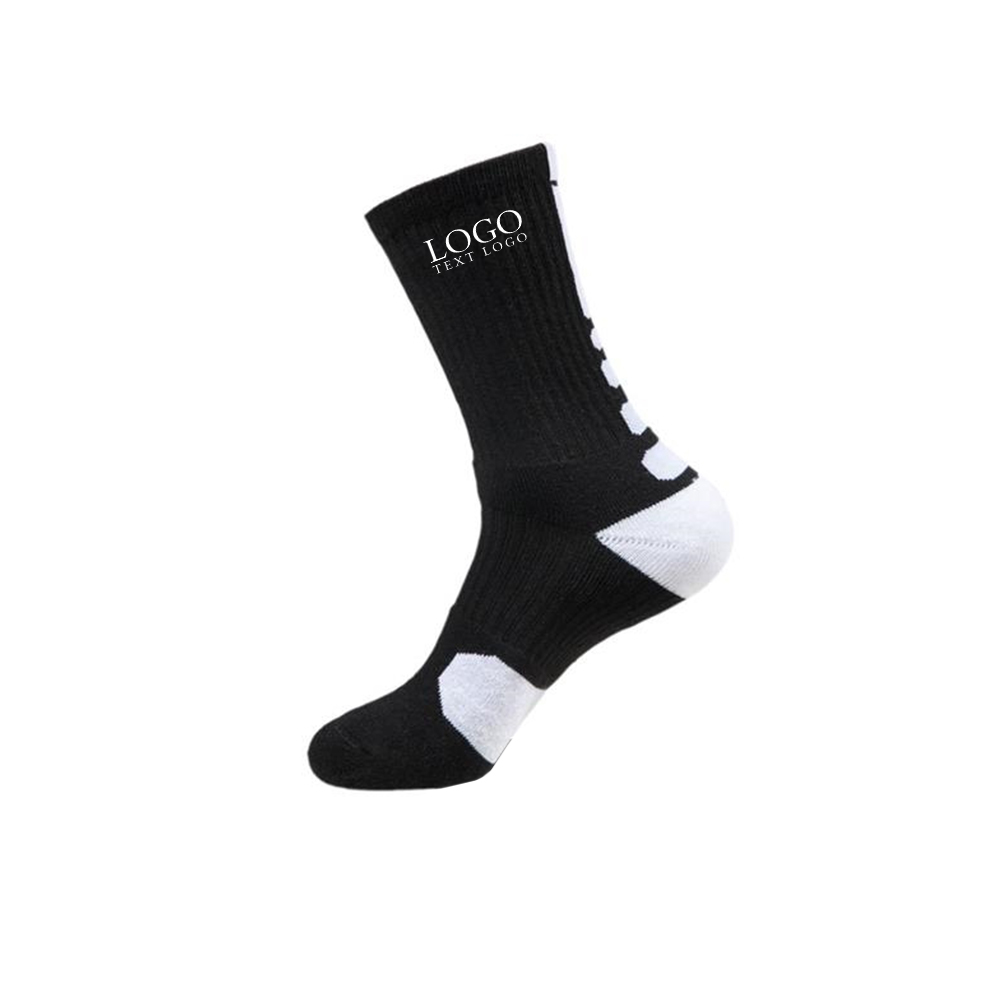 Premium Sport Breathable Sock Black White With logo