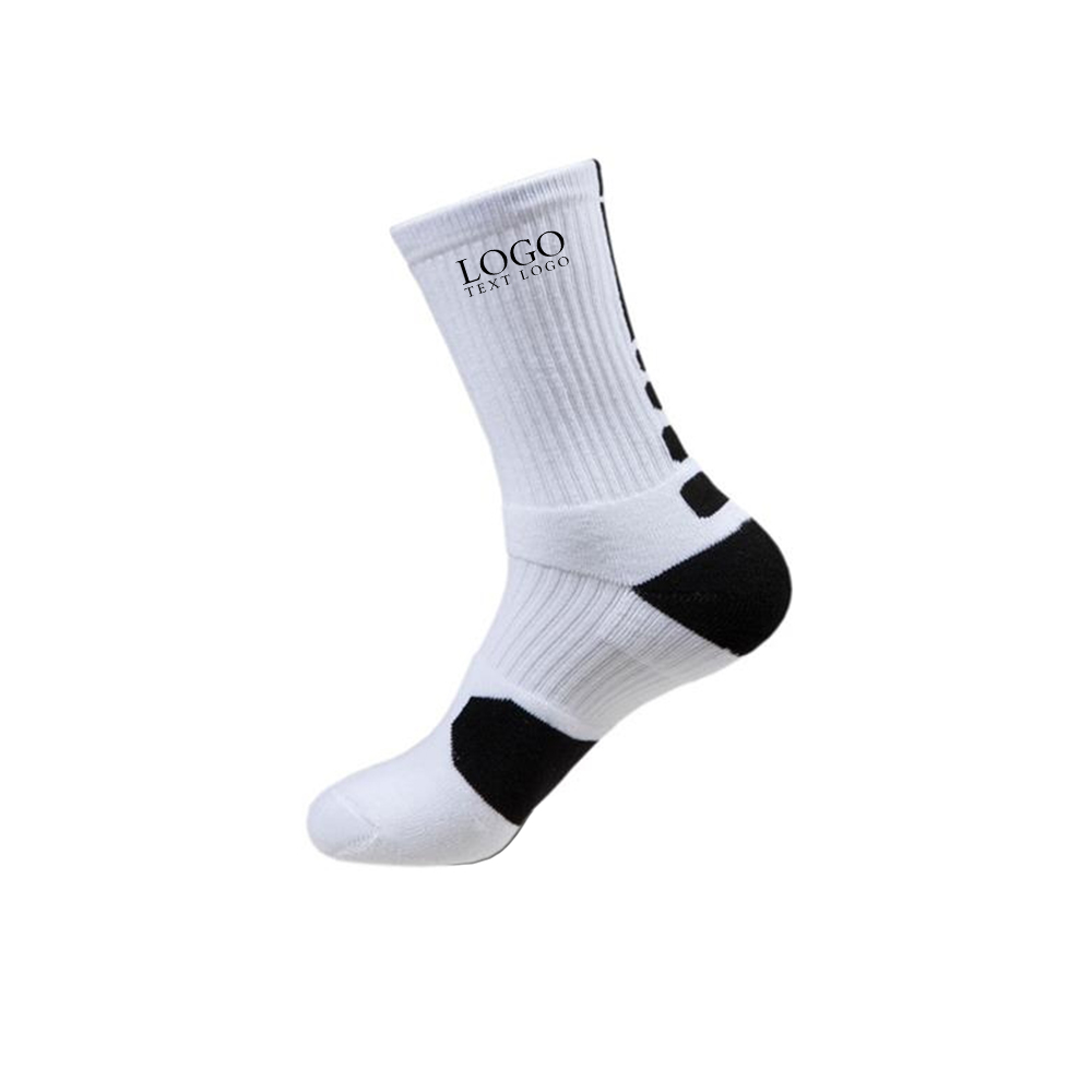 Premium Sport Breathable Sock White Black With Logo
