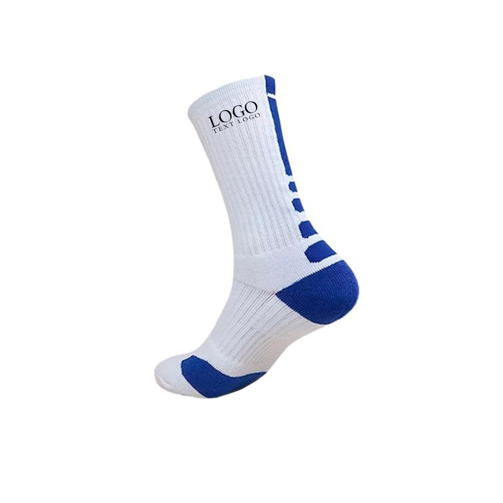 Premium Sport Breathable Sock White Blue With logo