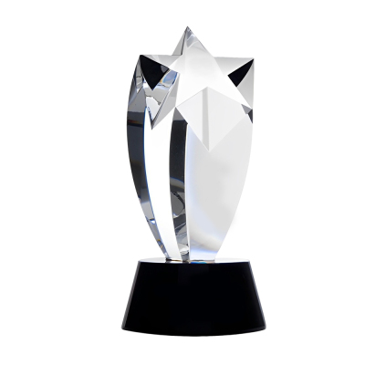 Promotional Rising Star Glass Award With Black Round Base