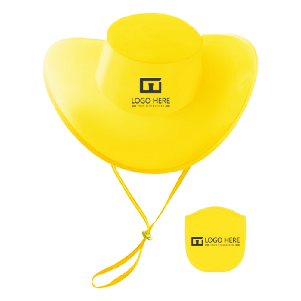 Yellow Custom foldable cowboy hats With Logo