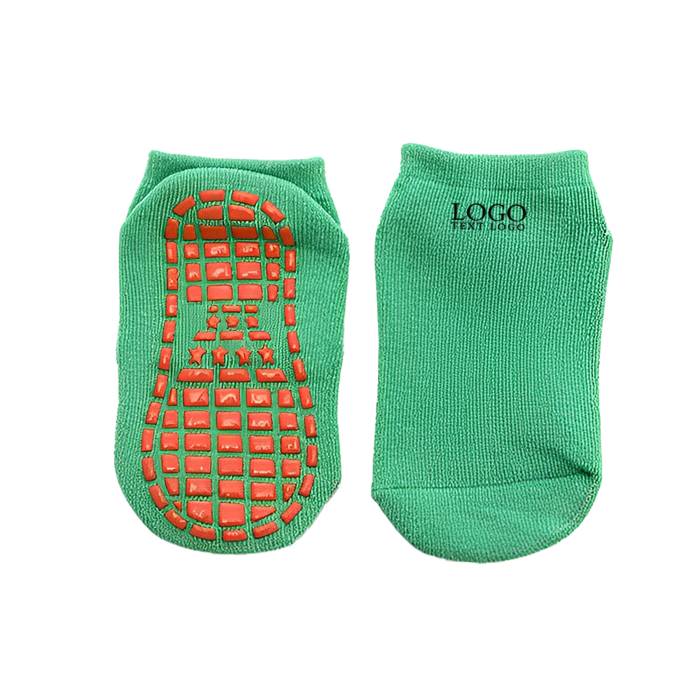 Green Trampoline Jumping Cotton Socks With Logo