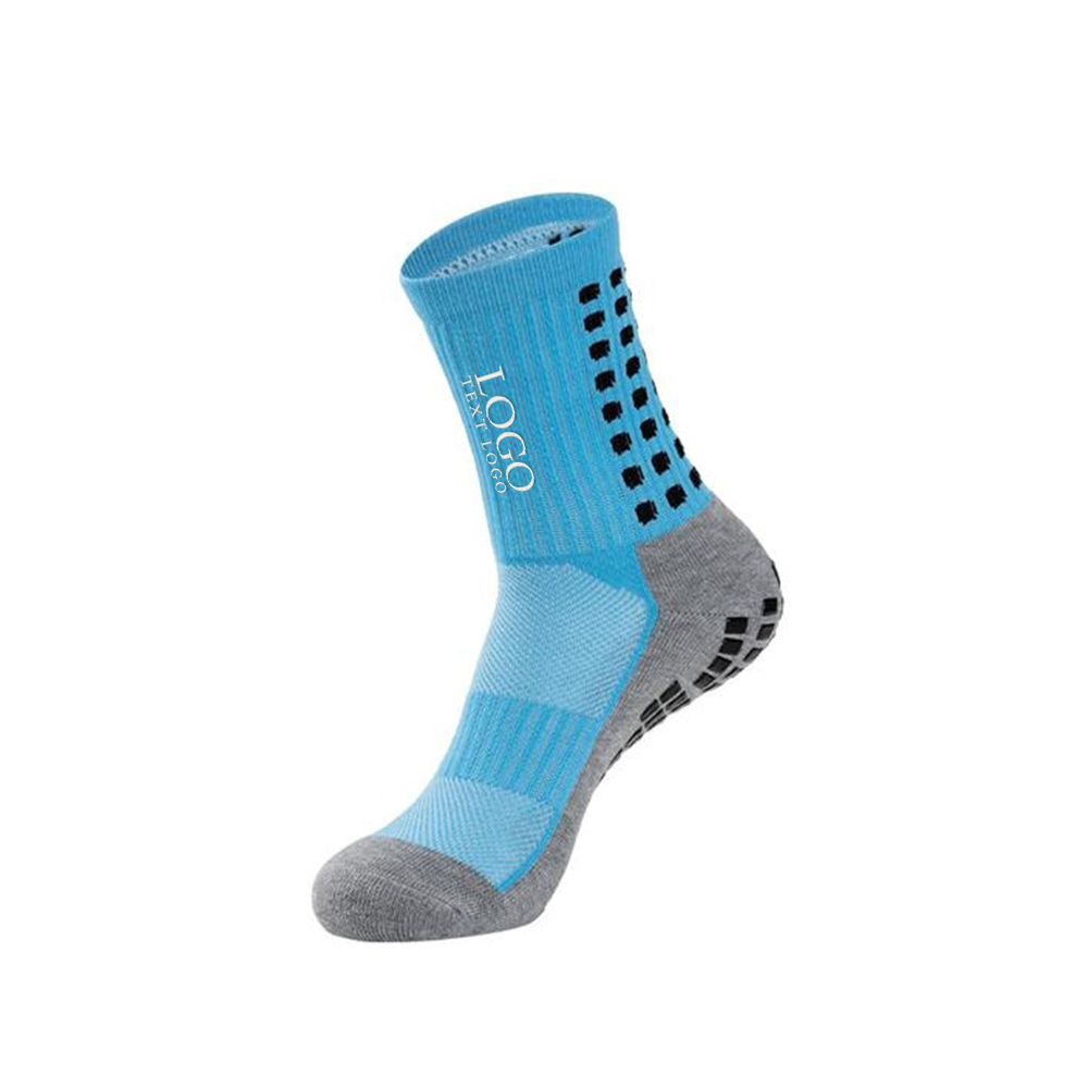 Light Blue  Anti-Slip Soccer Grip Socks With Logo