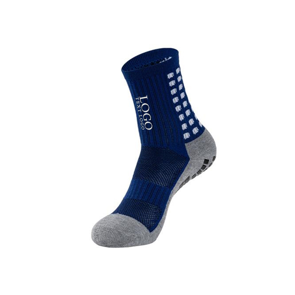 Navy Blue  Anti-Slip Soccer Grip Socks With Logo