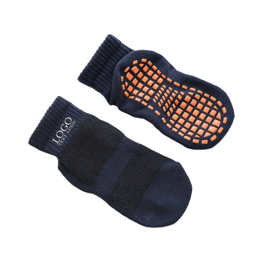Navy Blue Mesh Breathable Trampoline Socks With Logo