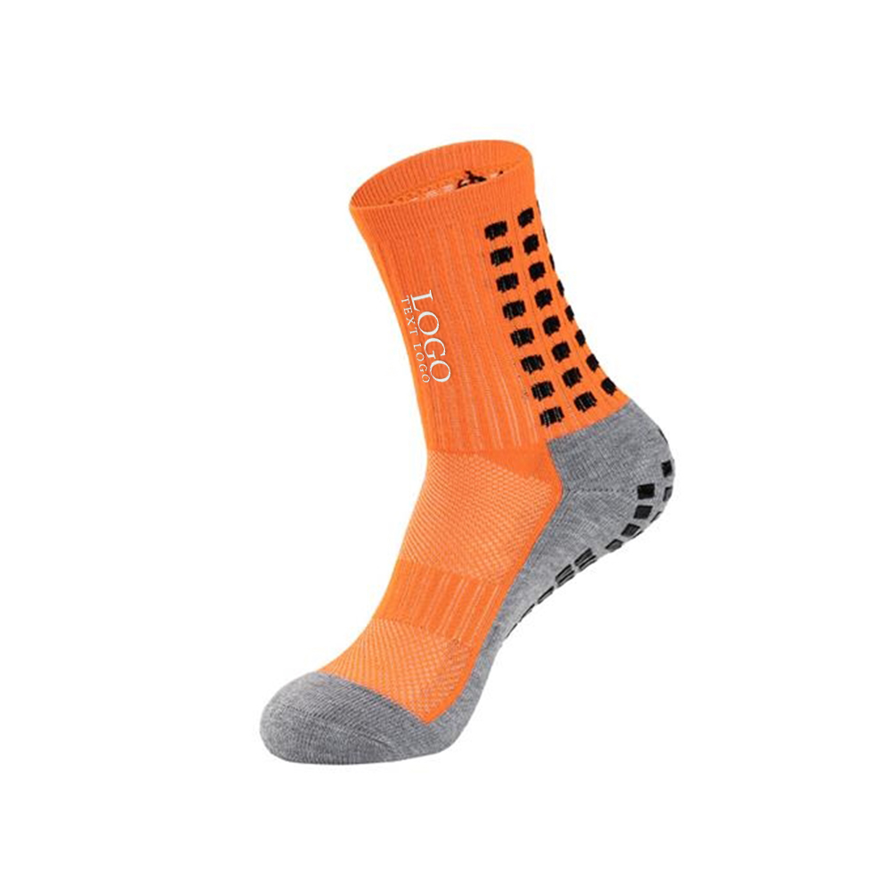 Orange  Anti-Slip Soccer Grip Socks With Logo