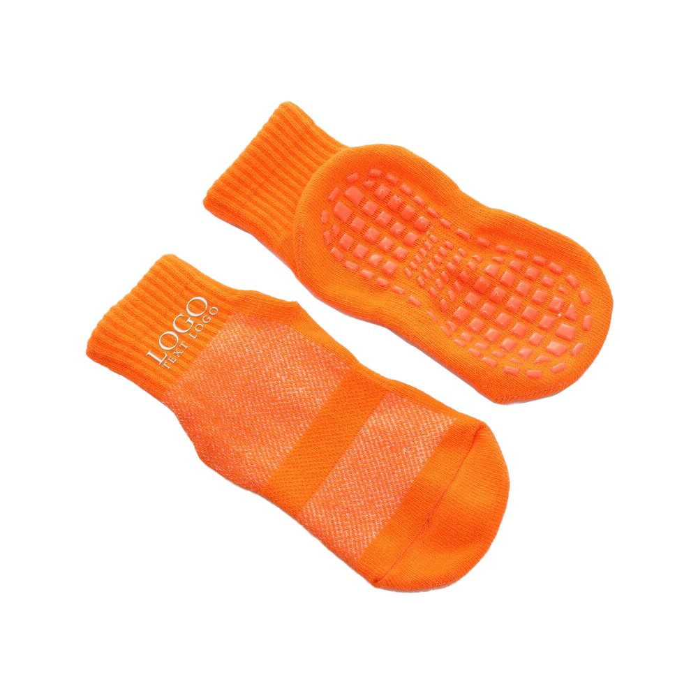 Orange Mesh Breathable Trampoline Socks With Logo