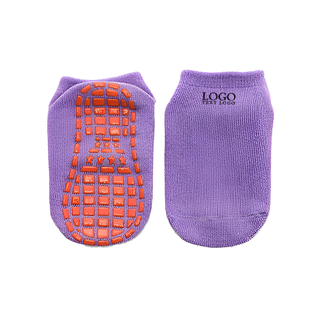 Purple Trampoline Jumping Cotton Socks With Logo