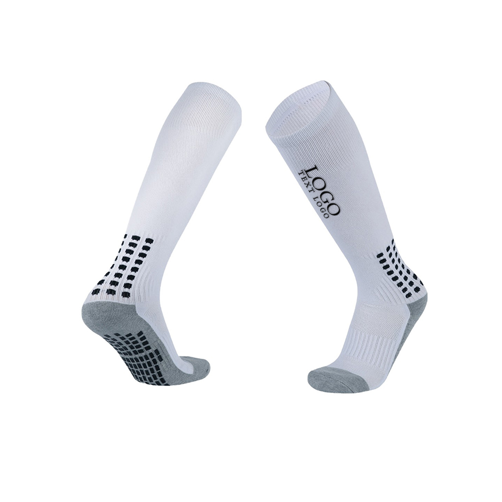 White Knee High Sports Compression Socks With Logo