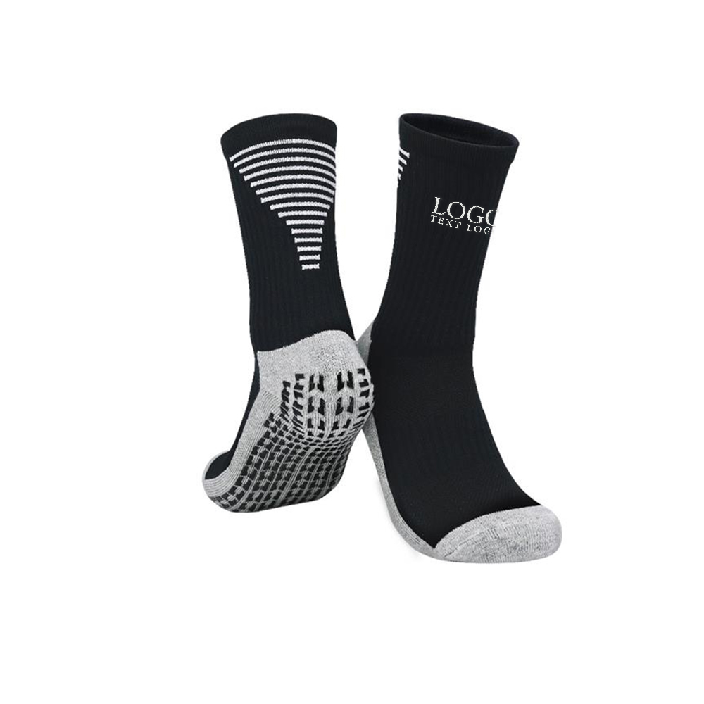 Black Gripper Athletic Non-Slip Socks With Logo