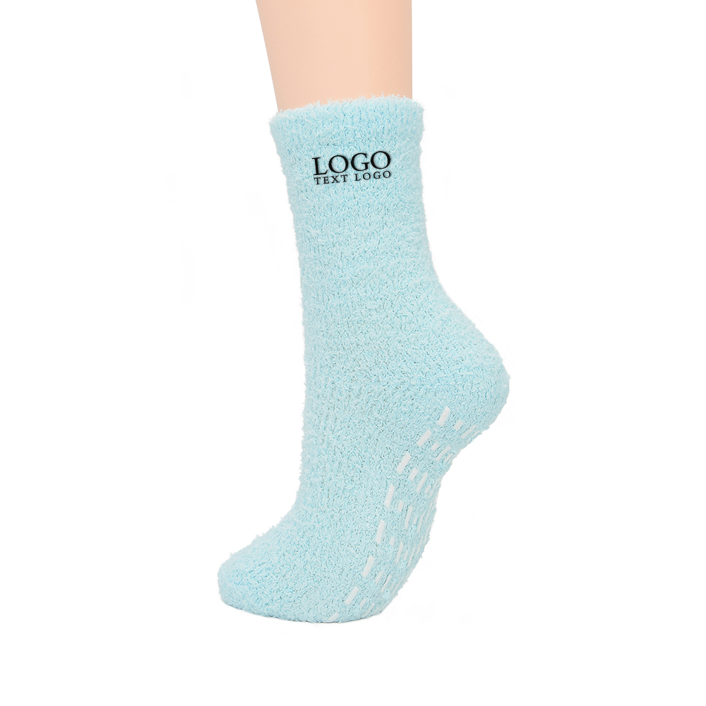 Blue Personalized Fuzzy Socks With Logo