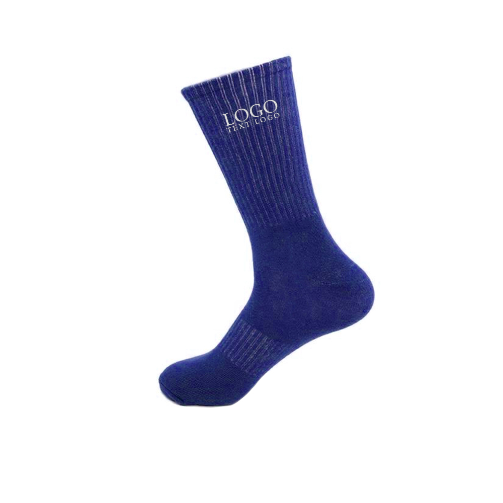 Cotton Sock Mid Calf Synthetic Blue With Logo