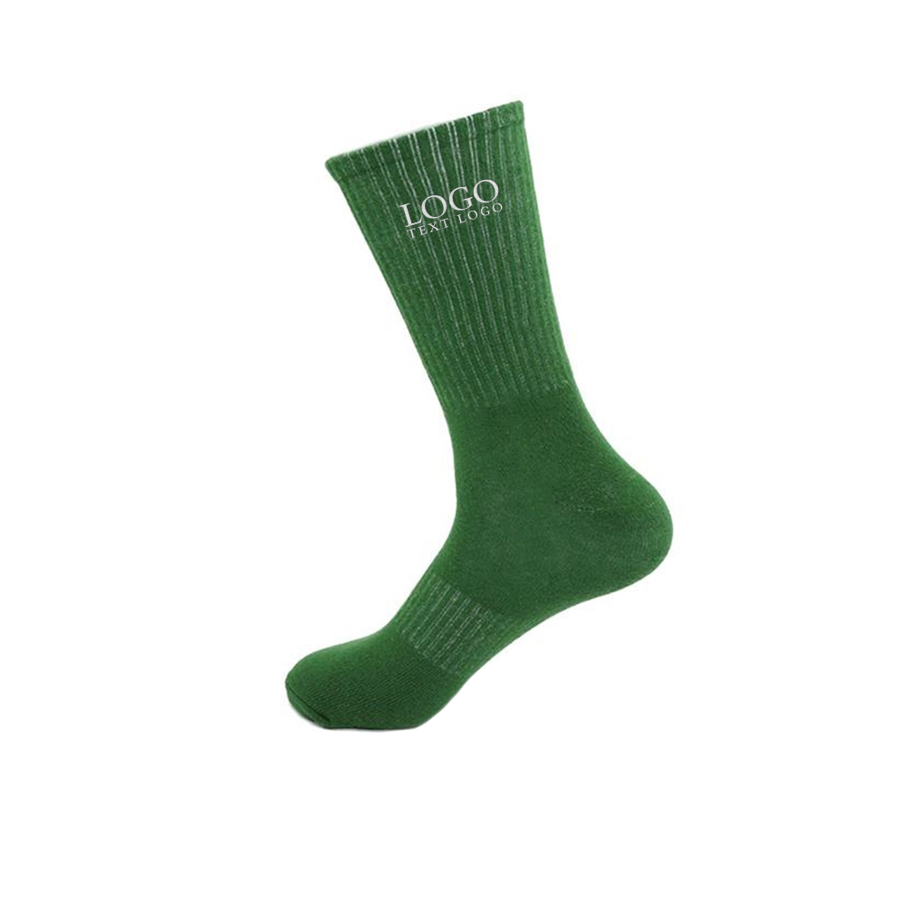 Cotton Sock Mid Calf Synthetic Green With Logo